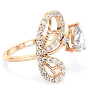 Anillos de Compromiso REYES con Diseño Nuevo en Plata de Ley 925 y Moissanita con Corte de Pera para Fiestas, Joyería de Boda Original en Oro de 14K - Product Image 3