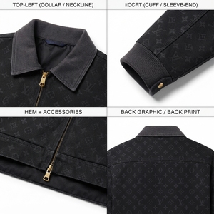Veste de travail streetwear noire personnalisée OEM pour hommes, en sergé de coton 280 GSM, col en velours côtelé, coutures triples, respirante - Product Image 3