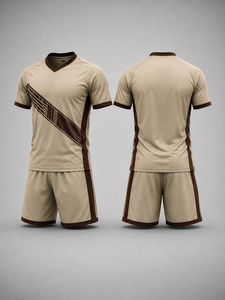 Créez votre propre ensemble d'uniformes de football pour hommes adultes de haute qualité, personnalisé, en polyester 100% respirant, à col en V et manches courtes - Product Image 1