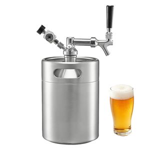 Sistema de dispensación de cerveza presurizado tipo mini barril de 128 oz, kit de cerveza de acero inoxidable 304 con regulador de CO2 y grifo de cierre automático - Product Image 1