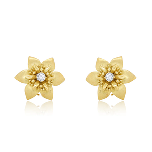 0.7 CT Simulated Diamond Flower <b>Stud</b> Earrings 18K Gold Plated Luxury Modern Geometric Engagement - Product Image 3