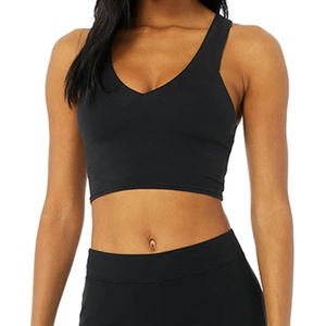 Conjuntos de yoga deportivos con logo personalizado para mujer en venta, ropa de entrenamiento de cintura alta, conjunto de yoga de dos piezas en material spandex. - Product Image 5