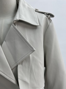Plus Size <b>Women's</b> <b>White</b> PU Leather Jacket Solid Color Patch Pocket - Product Image 5