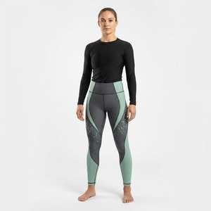 Leggings de compression ajustés pour femmes, sublimation MMA, imprimé géométrique noir et or, extensibles - Product Image 2