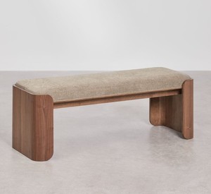 Banco de Madera Moderno con Cojín de Tela de 120 cm, Muebles para Sala de Estar, Diseño Minimalista, Taburete Otomano para el Hogar - Product Image 1
