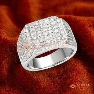 Luxury Men's Triple Row 925 Sterling Silver Plated <b>Ring</b> Silver <b>Iced</b> Out Zircon Hip Hop Signet <b>Ring</b> Statement diamond Jewellery - Product Image 2
