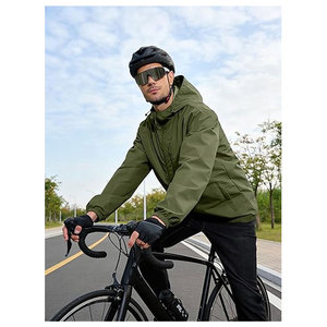 เสื้อแจ็คเก็ตปั่นจักรยานผู้ชาย กันน้ำ กันลม เสื้อกันฝน น้ำหนักเบา พับเก็บได้ มีฮู้ด สำหรับวิ่ง เดินป่า กิจกรรมกลางแจ้ง เสื้อกันลม เสื้อกันฝน - Product Image 2