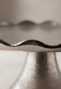 Modern Silver Metal Single <b>Tier</b> <b>Cake</b> <b>Stand</b> Luxury Scalloped Edge Dessert Display Tray Pedestal Cupcake Holder Party - Product Image 5