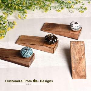 Butée de porte décorative noire ronde en céramique et bois, faite à la main, robuste, pour mobilier, fournisseur en gros - Product Image 3