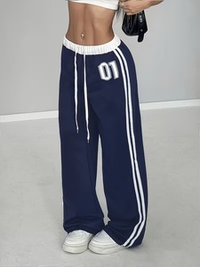 Spring/<b>Summer</b> Digital Print Belt Patchwork Casual Athletic Street Vintage Style Loose Flat Front 100% Cotton Athletic <b>Pants</b> - Product Image 6