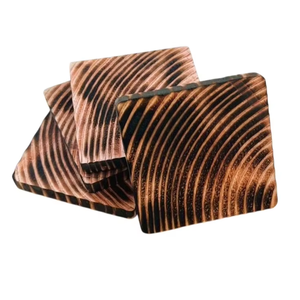 Ensemble de sous-verres carrés en bois de style vintage, parfaits pour la protection de la table à café ou à thé, rustiques, faits à la main, écologiques, cadeau pour la maison ou le bureau - Product Image 1