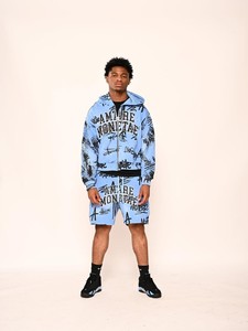 Ensemble sweat à capuche et short unisexe personnalisé en molleton épais avec fermeture éclair, tenue de survêtement deux pièces streetwear - Product Image 4