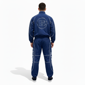 Conjunto Deportivo Azul para Hombre, Chaqueta con Cierre Completo y Cuello Alto, Estilo Deportivo, Transpirable, Poliéster, Corte Regular, para Otoño, con Bolsillos Laterales - Product Image 3