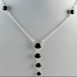 925 Sterling <b>Silver</b> Boho <b>Necklace</b> with Black Onyx Ball-shaped Pattern for Christmas Anniversary Birthday - Product Image 4