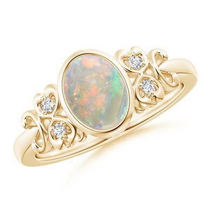 New Trending 2026 Bezel Set 8x6mm Oval Cut Ethiopian <b>Opal</b> Gemstone <b>Ring</b> 14k <b>Gold</b> Diamond Wedding <b>Ring</b> Jewelry Manufacturer - Product Image 1