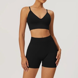 High Elastic <b>Seamless</b> Gym Set Women Yoga Clothing Sportswear Impact <b>Leggings</b> and Halter Sports Bra 2 Piece Sets Workout Outfit - Product Image 2