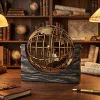 Globe terrestre vintage en fer avec support en marbre, carte du monde décorative, ornement de bureau pour le bureau, la salle d'étude, la bibliothèque, la décoration de la maison