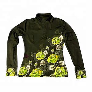 Hermosa camisa de equitación ecuestre transpirable con estampado de flores para mujer hecha a medida con mangas completas - Product Image 6