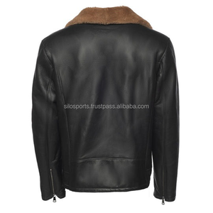 2025 OEM Premium Black Sheep-Skin Leather <b>Jacket</b> <b>Men's</b> Fur Collar Zipper Knitted Plus Size Winter Fashion <b>Jackets</b> - Product Image 2