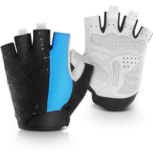 Gants de cyclisme mi-doigts noirs, bleus, blancs en PU respirant unisexe pour la course et l'entraînement sportif en extérieur - Product Image 1