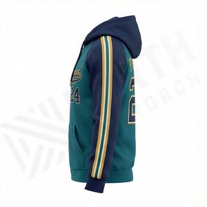 Sweat-shirts à capuche entièrement zippés personnalisés avec cordon de serrage, logo brodé, idéal pour les événements sportifs, clubs, service OEM, couleur personnalisée, haute qualité - Product Image 3