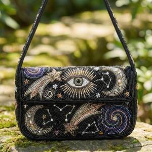 Bolso de Hombro Étnico Bordado con Cuentas para Mujer, Idea de Regalo, Bolso de Hombro con Cuentas Bordadas de Diseñador, Bolso de Mano Estilo Boho Chic - Product Image 2