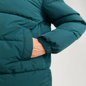 Long <b>Quilted</b> Winter Jacket With Hood Full Sleeves Zipper Closure Solid Color Polyester Shell Thick Warm Coat - Product Image 5