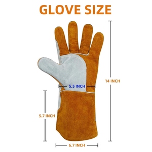 Nouvelles gants de soudage en cuir de vachette pleine fleur, résistants à l'abrasion, antistatiques, résistants à la chaleur, pour usage industriel - Product Image 5