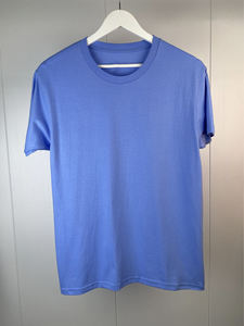 T-shirt en coton uni pour homme, tissu doux, respirant, manches courtes, col rond, vêtement décontracté pour impression - Product Image 3