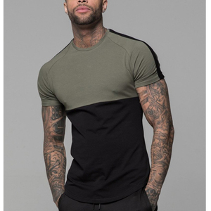 <b>Men</b>’s Two-Tone Slim Fit T-Shirt Color Block, <b>Stretch</b> Cotton, Athletic Gym Casual Tee, Short Sleeve Crew Neck - Product Image 1