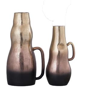 Three-Tone Finish Cast Aluminium Decorative Vase Brass Metal Crafts Table Flower Vase <b>for</b> Wedding <b>Home</b> Decor - Product Image 1