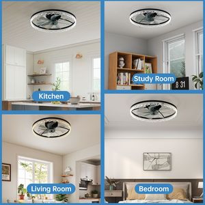 Ventilatore da soffitto a LED di lusso 24 pollici con 5 pale invisibili, telecomando, timer, lampadario a LED a soffitto con cristalli, luminoso - Product Image 2