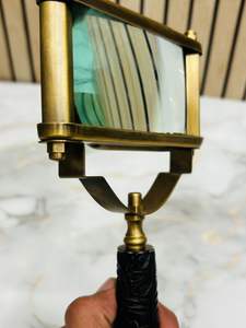 Brown Antique Brass Rectangular Magnifying Glass with Wooden Handle | <b>Vintage</b> <b>Desk</b> & Reading Magnifier - Product Image 3