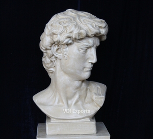 Escultura Clásica del Busto de David con Pedestal en Resina de Poliéster, Estatua para Decoración de Bodas de Lujo y Eventos Temáticos - Product Image 3