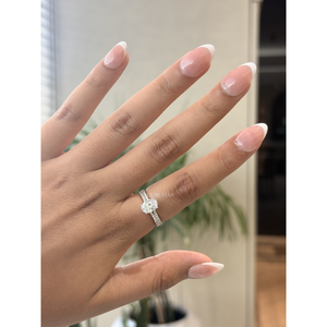 Anillo de compromiso de lujo con diamantes de laboratorio de corte ovalado, doble fila pavé, 1.4CT VVS VS EF, oro macizo, regalo de aniversario para ella - Product Image 1