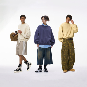 เสื้อสเวตเชิ้ตคอกลมแบบยูนิเซ็กส์ ผ้าฟลีซหนานุ่มด้านหน้า มีซับใน ทรงโอเวอร์ไซส์ ไหล่ตก สไตล์สตรีทแวร์ - Product Image 2