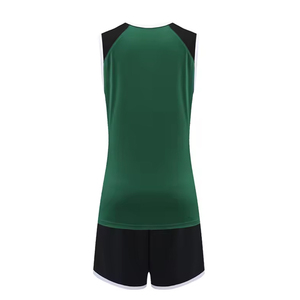 <b>Women's</b> Green Black Sleeveless Volleyball Jersey <b>Set</b> Breathable Polyester Uniform for Adults Custom Design - Product Image 3