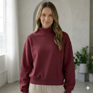 เสื้อสเวตเชิ้ตคอเต่าทรงโอเวอร์ไซส์สำหรับผู้หญิง สีพื้น แขนยาว ทรงหลวม ผ้าฝ้ายผสมใยไผ่ ถักนิต ใส่ได้ในช่วงฤดูใบไม้ร่วง - Product Image 3