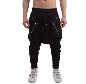 Pantalones Deportivos de Hombre con Entrepierna Caída, 100% Algodón, Holgados, Transpirables, Casuales, Lisos, para Ropa Deportiva y Urbana, Novedad 2025 - Product Image 3