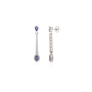 Pendientes de Plata de Ley 925 con Diamantes y Zafiros Azules, Joyería Fina para Mujer, Ideales para Fiestas - Product Image 3