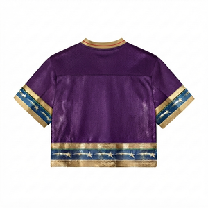 Custom Made Wholesale OEM Sublimated Tackle Twill Embroidery for Gold Football Jersey Summer/Spring Season Sleeveless <b>Crop</b> - Product Image 2