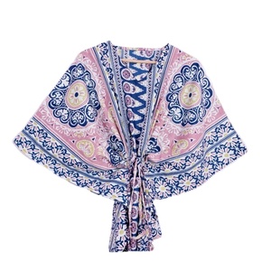 Robe longue d'été à imprimés d'oiseaux pour femmes, vêtements de nuit, Kaftan, Bikini, Cover-Up, vêtements de plage, en coton léger, Caftan indien - Product Image 2