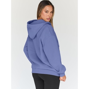 Hot Sale 100% Cotton Women's <b>Lightweight</b> <b>Hoodie</b> Custom Oversized Long Sleeve Breathable Quick Dry - Product Image 6