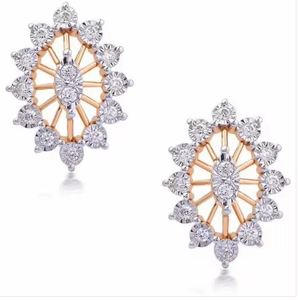 ZAWO HOUSE Pendientes de diamantes Mossinate VVS1 dorados para mujer, corte brillante redondo, joyería clásica para boda - Product Image 3