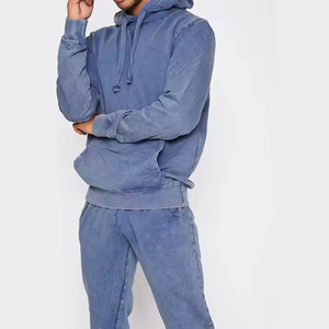 Ensemble de survêtement premium pour homme avec personnalisation OEM – Sweat à capuche et pantalon de jogging minimalistes de couleur unie en molleton épais - Product Image 5