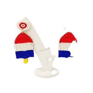 Pendientes de Cuentas de Tela con la Bandera Estadounidense en Rojo, Blanco y Azul, Exclusivos 2025, para Mujer, Joyería Hecha a Mano Personalizada para Uso Diario - Product Image 1