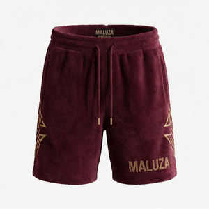Shorts de Diseño Unisex de Terciopelo con Logotipo de Cristal Brillante, Tendencia Urbana de Verano, Color Sólido, Ecológicos, Transpirables, de Secado Rápido, para EE. UU. y Europa - Product Image 1