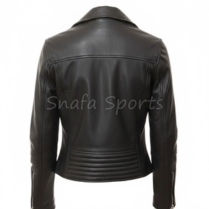Classic Quilted Shoulder Short Leather <b>Jacket</b> for Women Genuine <b>Sheepskin</b> Soft Feel Outerwear Leather <b>Jacket</b> - Product Image 2