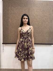 Women's Summer Floral Printed Chiffon V-Neck Spaghetti Strap Floor-Length A-Line Wrap Tie Casual Regular Fit Bohemian <b>Elastic</b> - Product Image 2