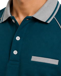 Camiseta Polo Personalizada para Hombre en Color Gris Azulado Intenso, Ropa Deportiva Informal, Transpirable, de Manga Corta, Mezcla de Algodón - Product Image 5